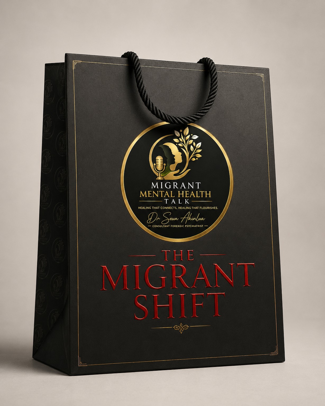 The Migrant Shift branded presentation bag